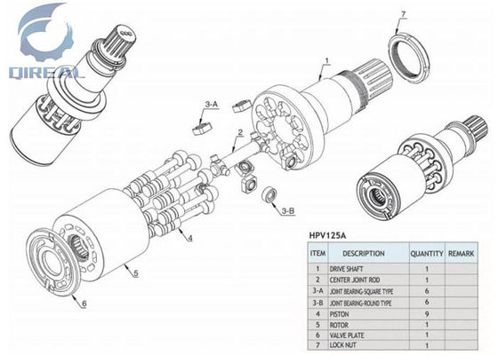 Excavator Spare Parts HPV125A Hydraulic Pump Repair Kit
