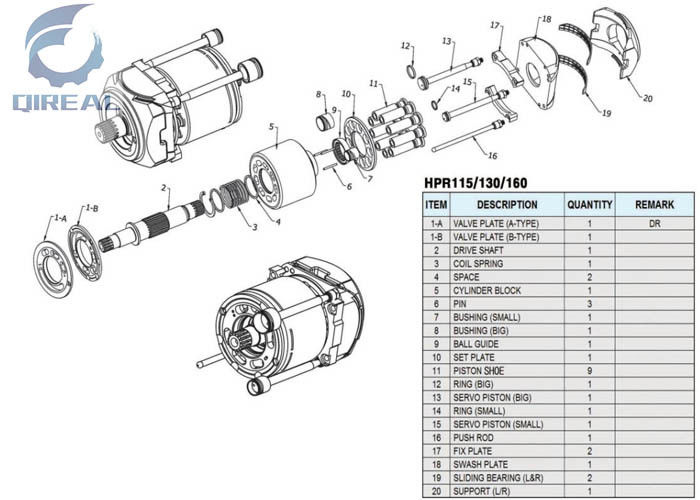 HPVO91EW Hydraulic Pump Repair Parts For Excavator EX200-3