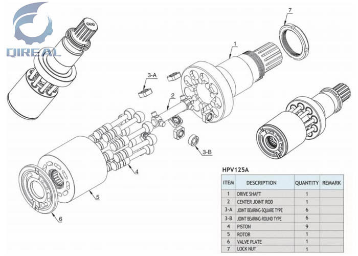 Excavator Spare Parts HPV125A Hydraulic Pump Repair Kit
